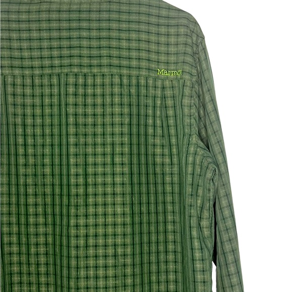 MARMOT Long Sleeve Men’s Large Green Plaid Button Down Shirt - Picture 3 of 5